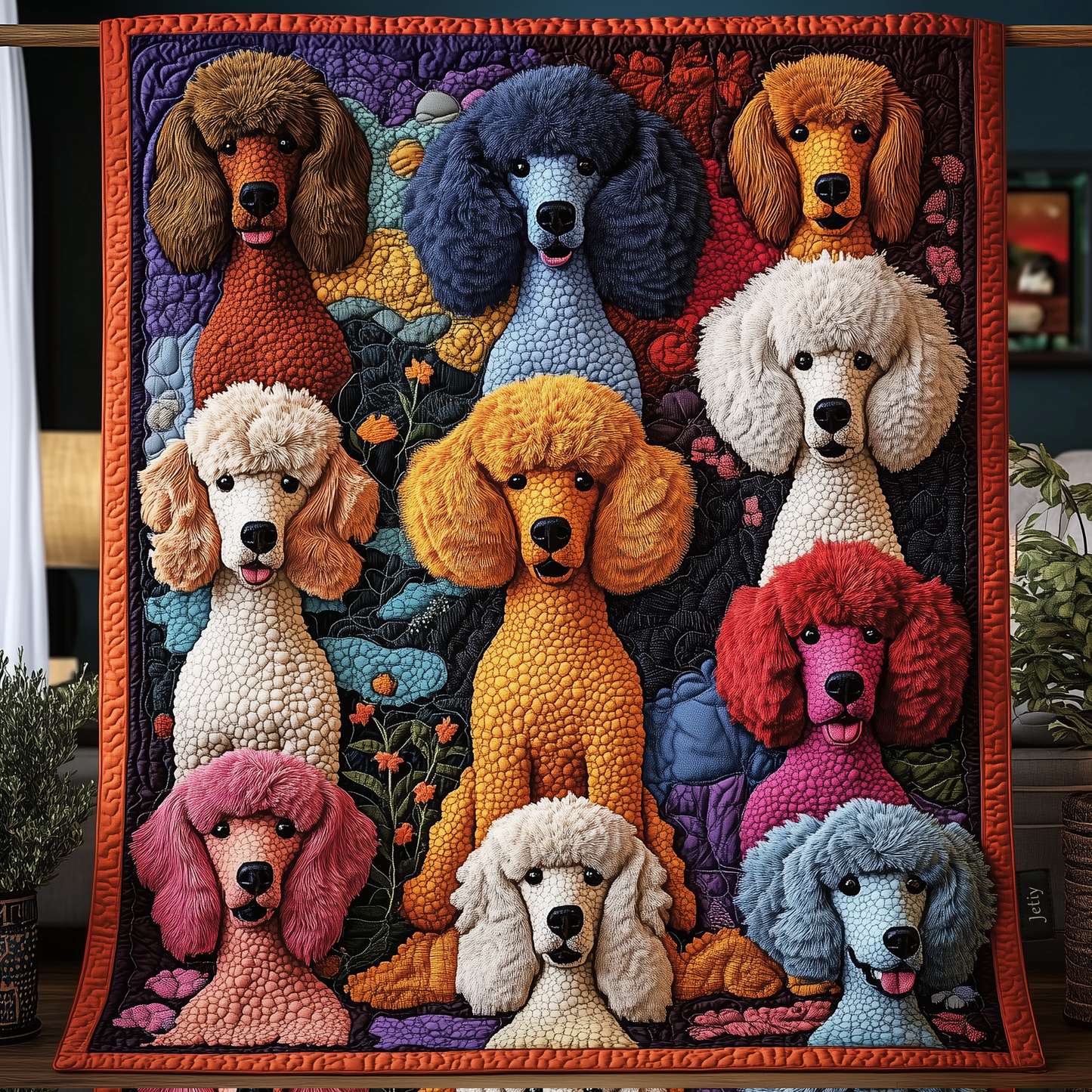 Energetic Poodle Quilted Blanket GFTONL1273