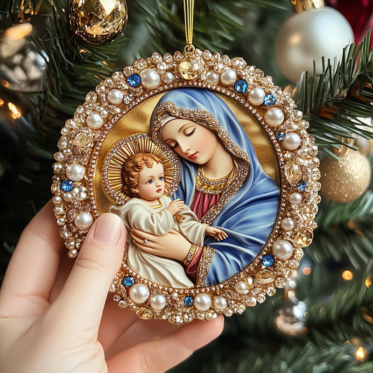 Virgin Mary And Baby Jesus Mica Ornament GFTONL1295