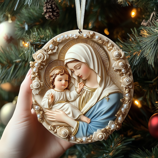 Virgin Mary And Baby Jesus Mica Ornament GFTONL1297