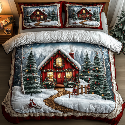 Vintage Snow Cabin 3-Piece Quilted Bedding Set GFTONL1325