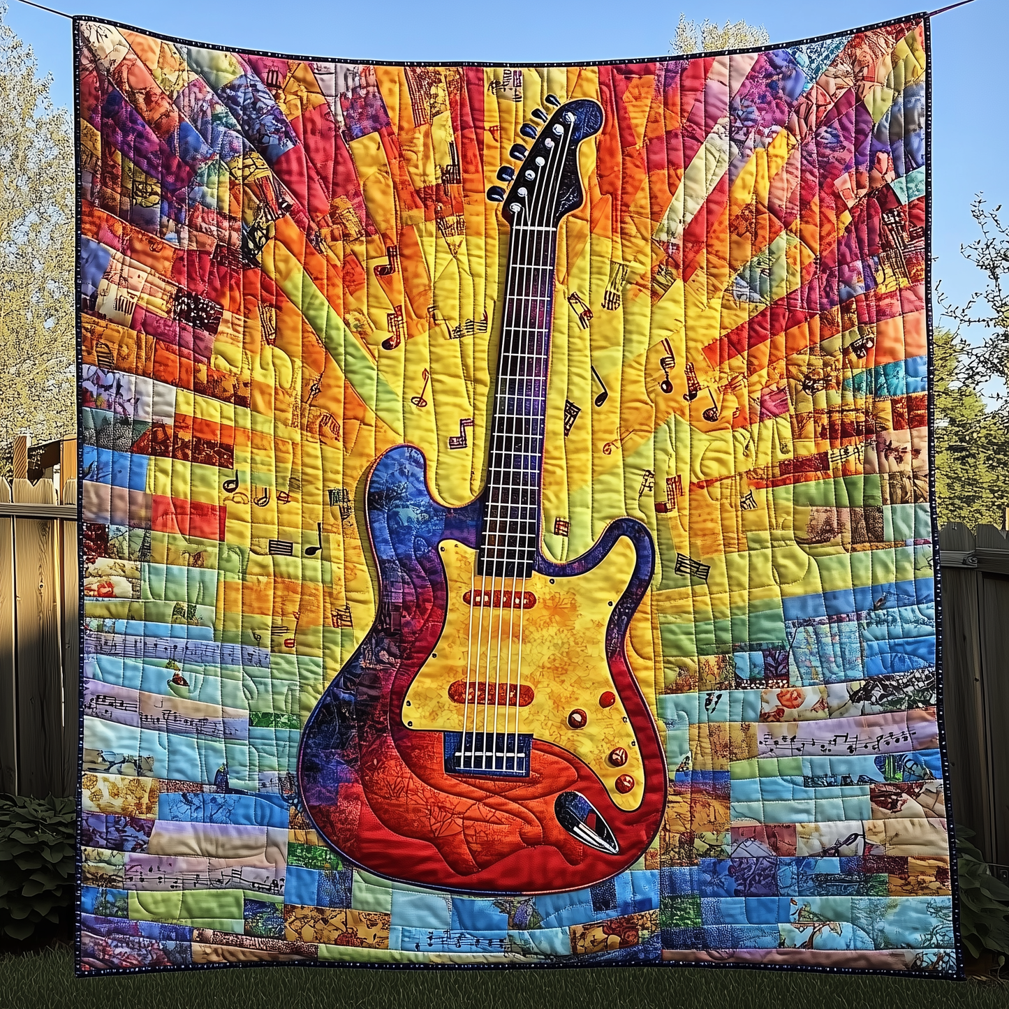 Radiant Guitar Sunshine Quilted Blanket GFTONL137