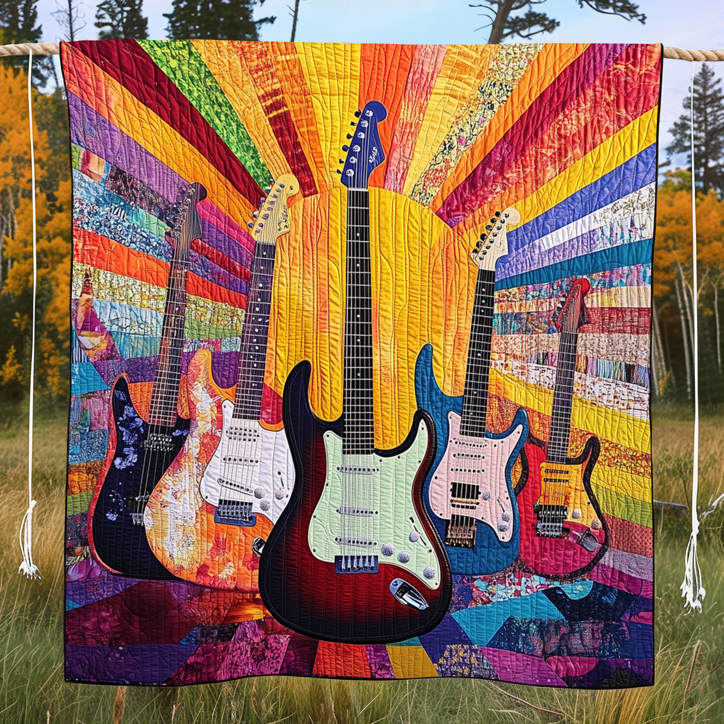 Radiant Guitar Sunshine Quilted Blanket GFTONL143