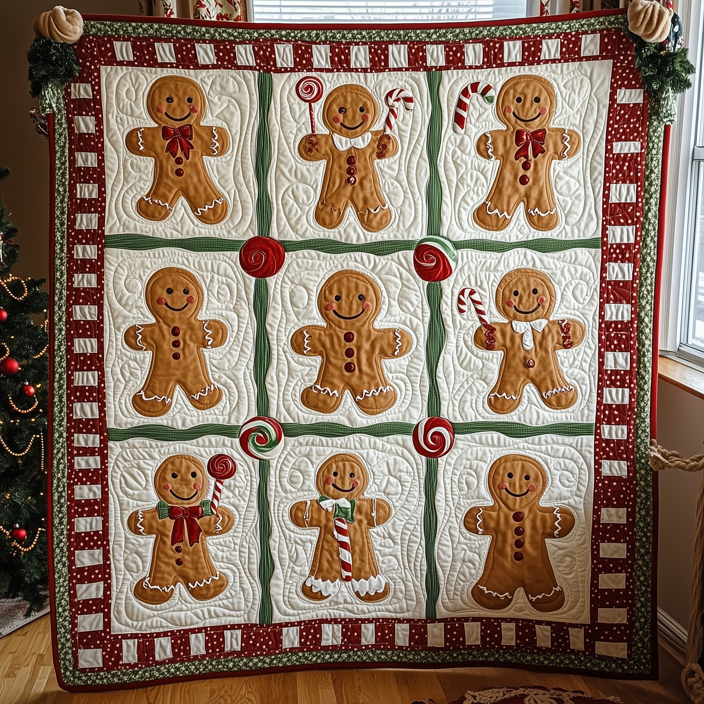 Merry Gingerbeard Man Quilted Blanket GFTONL170