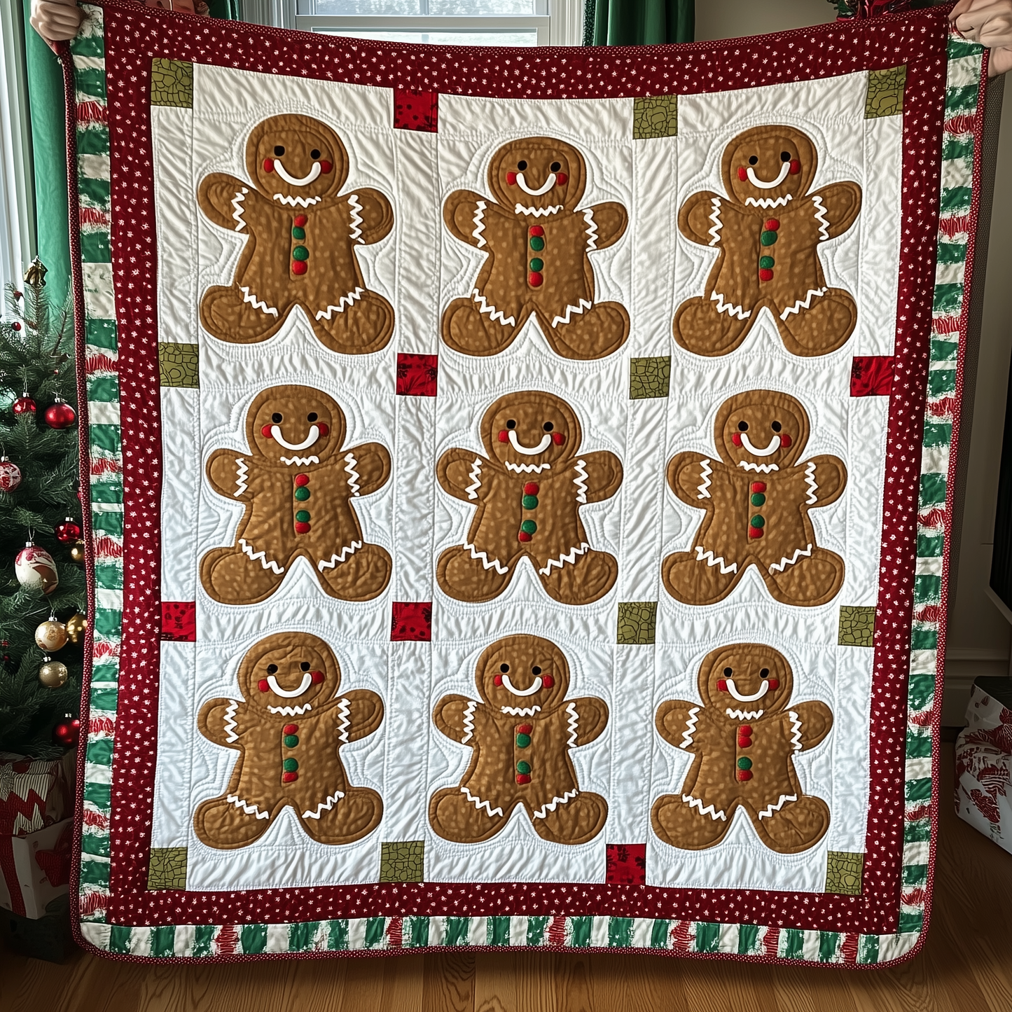 Merry Gingerbeard Man Quilted Blanket GFTONL173