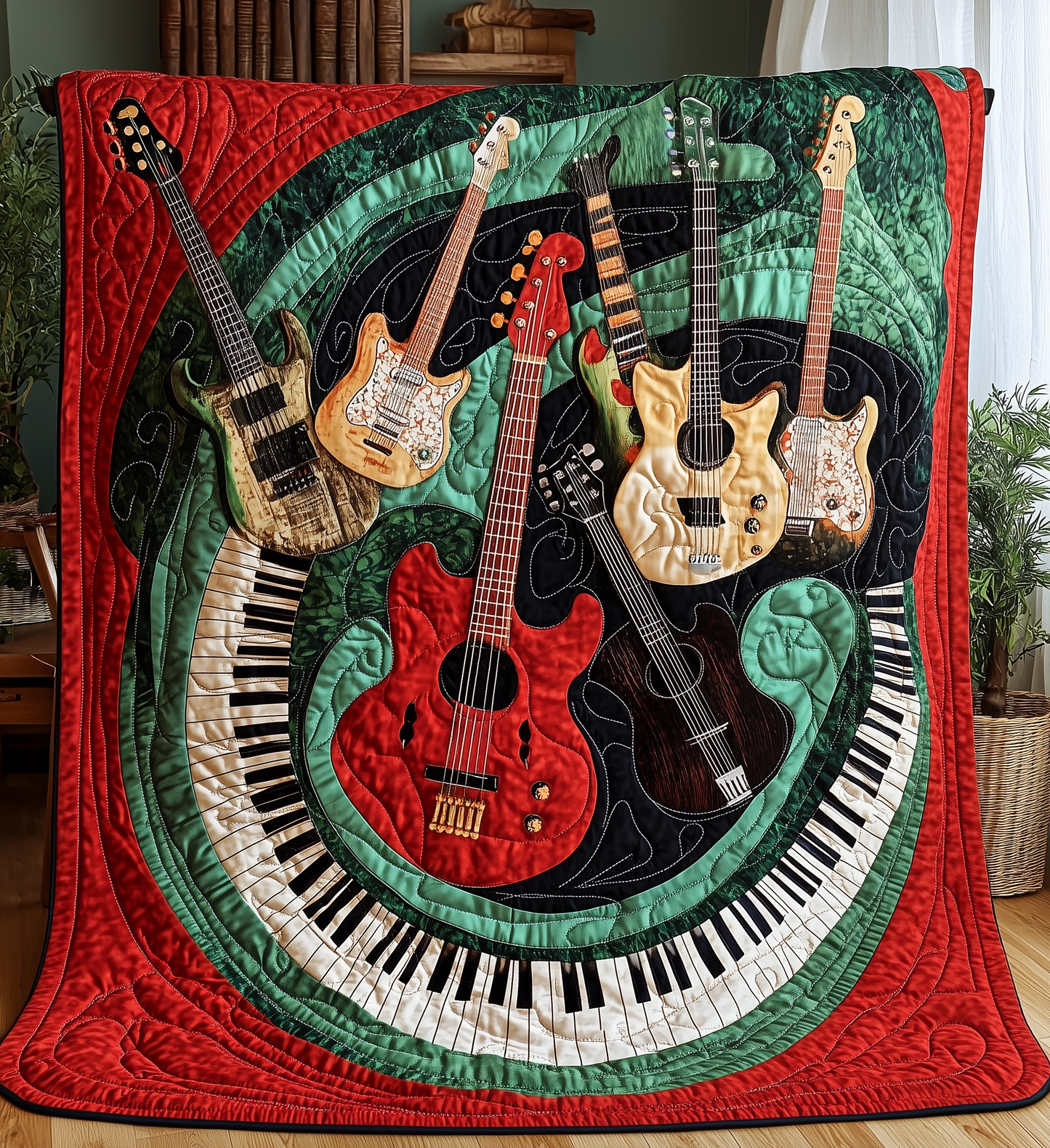 Whirlwind of Melody Guitar Quilted Blanket GFTONL175