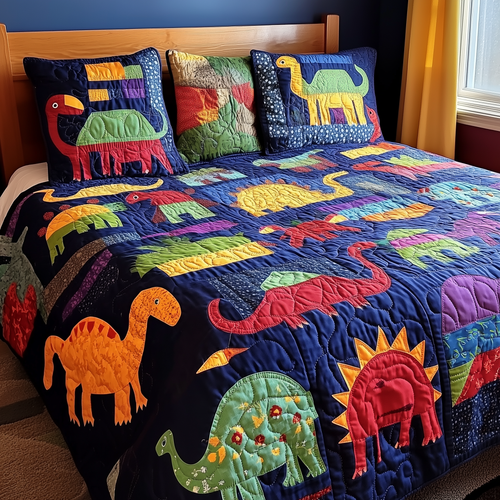 Playful Dinosaurs 3-Piece Quilted Bedding Set GFTONL214