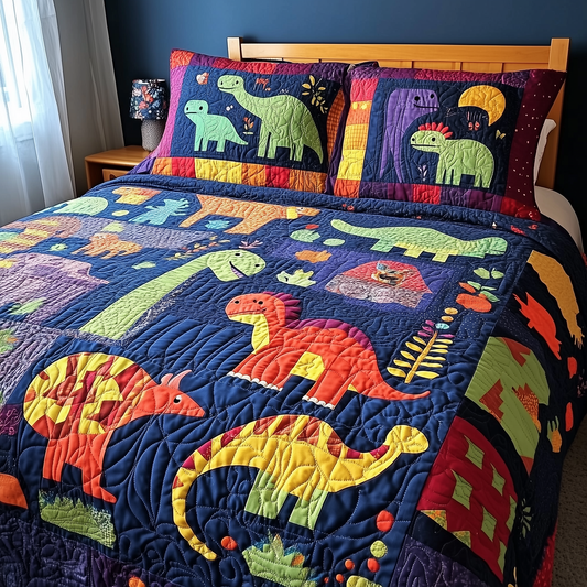 Playful Dinosaurs 3-Piece Quilted Bedding Set GFTONL217