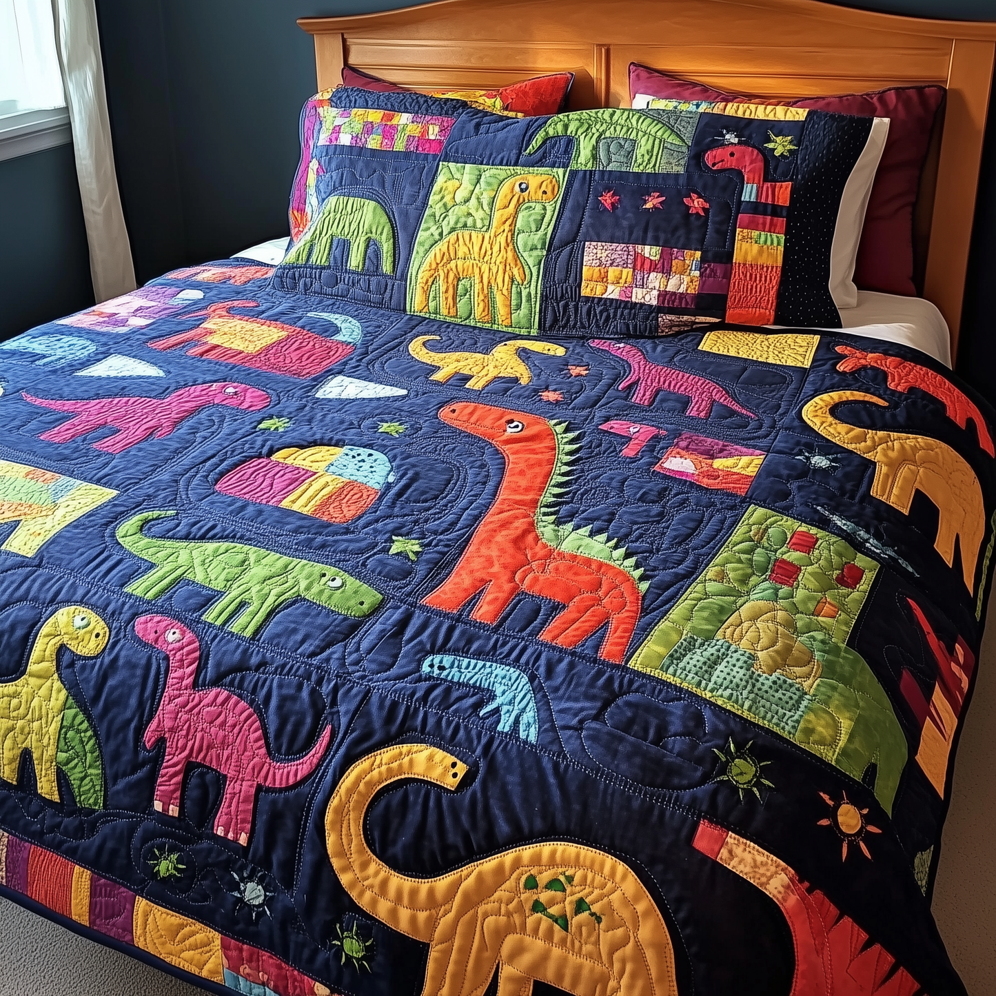 Playful Dinosaurs 3-Piece Quilted Bedding Set GFTONL220