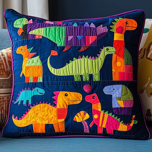 Playful Dinosaurs Quilted Pillow Case GFTONL231