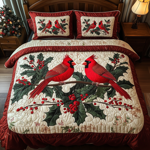 Love Cardinal 3-Piece Quilted Bedding Set GFTONL233