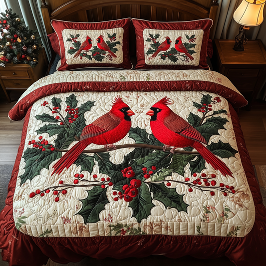 Love Cardinal 3-Piece Quilted Bedding Set GFTONL233