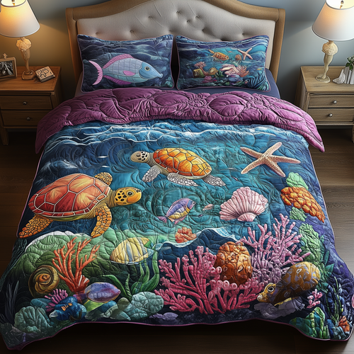 Turtle Ocean 3-Piece Quilted Bedding Set GFTONL240