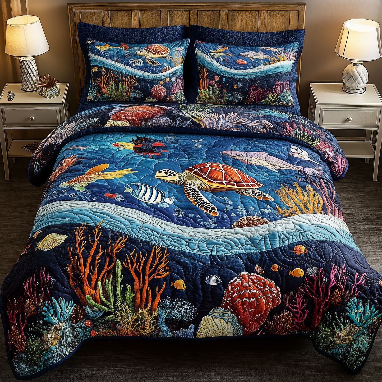 Marine Life 3-Piece Quilted Bedding Set GFTONL242