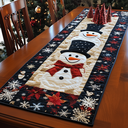 Cheerful Snowman Quilted Table Runner GFTONL252