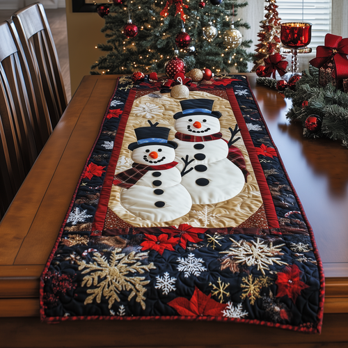 Cheerful Snowman Quilted Table Runner GFTONL253