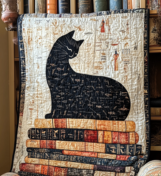 Black Cat And Ancient Books Quilted Blanket GFTONL264