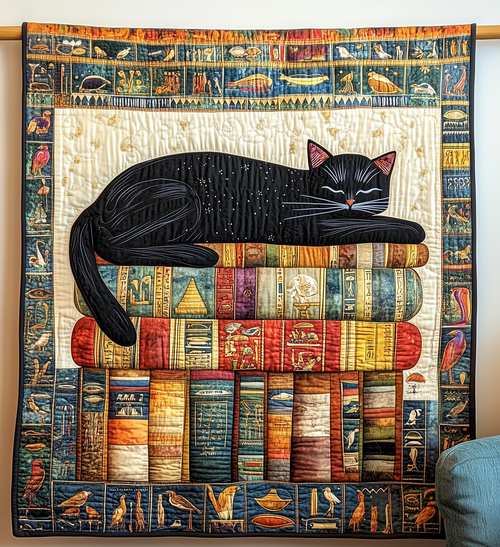 Black Cat And Ancient Books Quilted Blanket GFTONL266