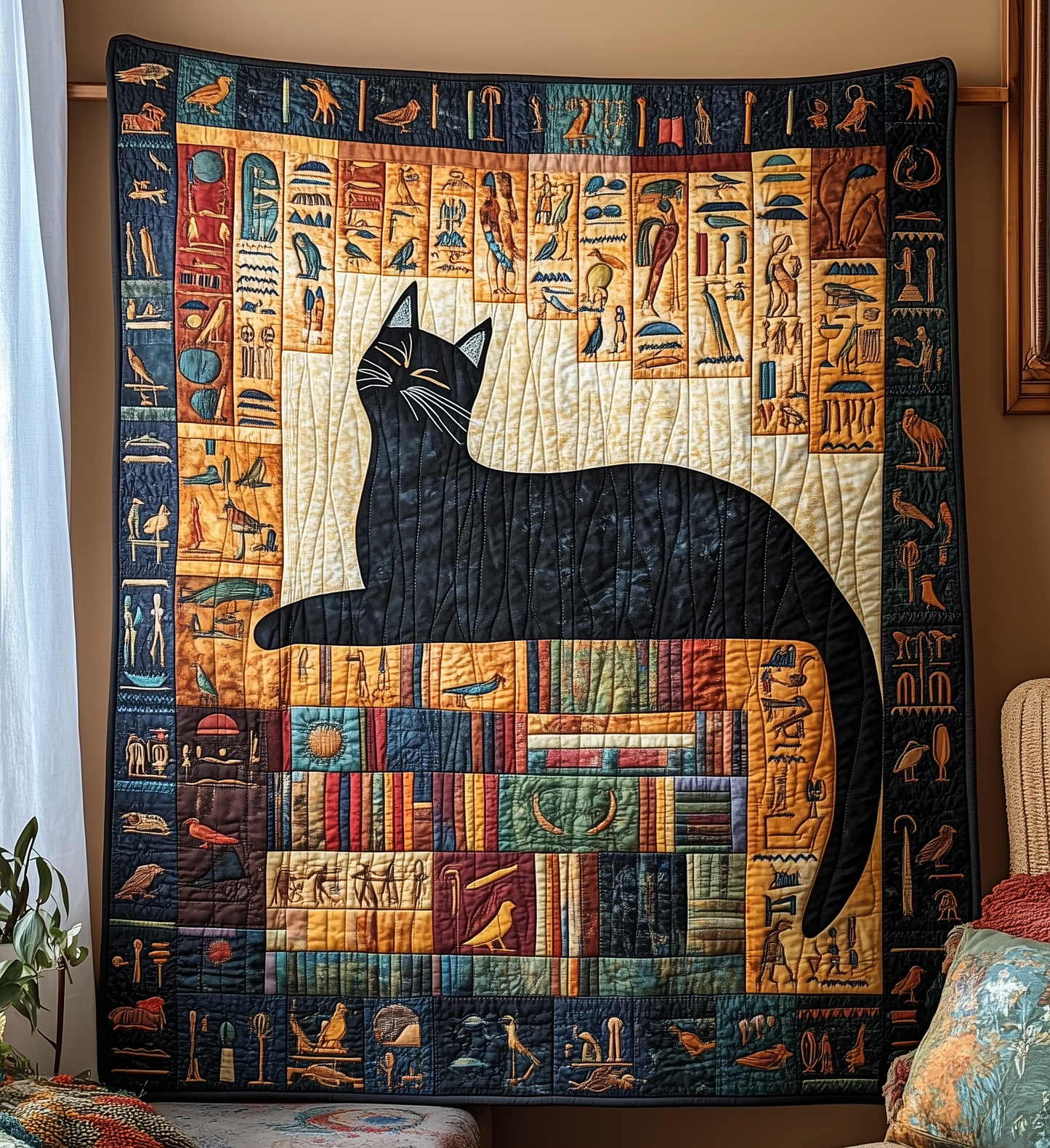 Black Cat And Ancient Books Quilted Blanket GFTONL267