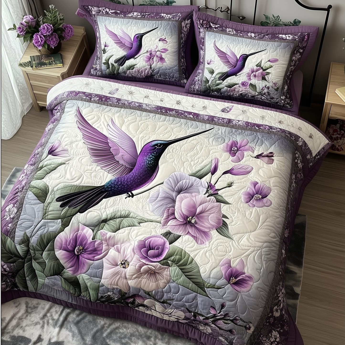 Hummingbird Quilted Bedding Set GFTONL293