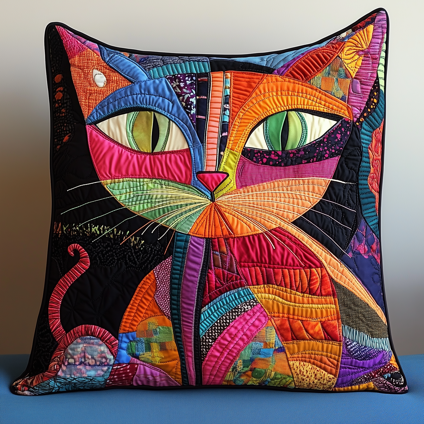 Whiskers In Motion Cat Quilted Pillow GFTONL301