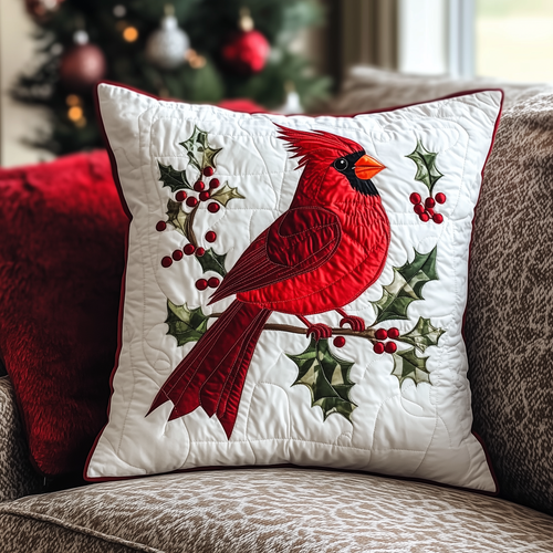 Red Cardinal Holiday Quilted Pillow Case GFTONL343