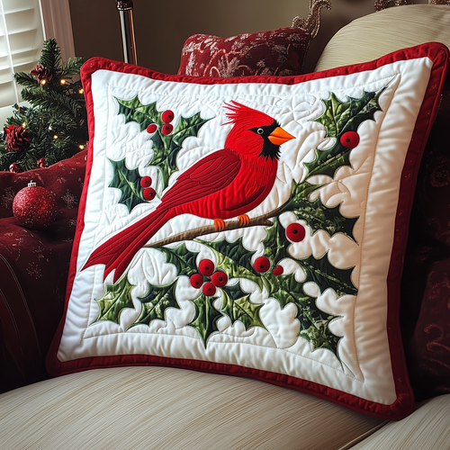 Red Cardinal Holiday Quilted Pillow Case GFTONL344