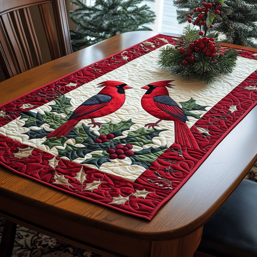 Holly Cardinal Quilted Table Runner GFTONL351