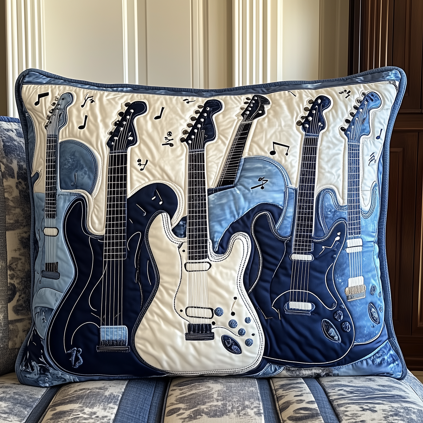 Elegant Guitar Quilted Pillow Case GFTONL362