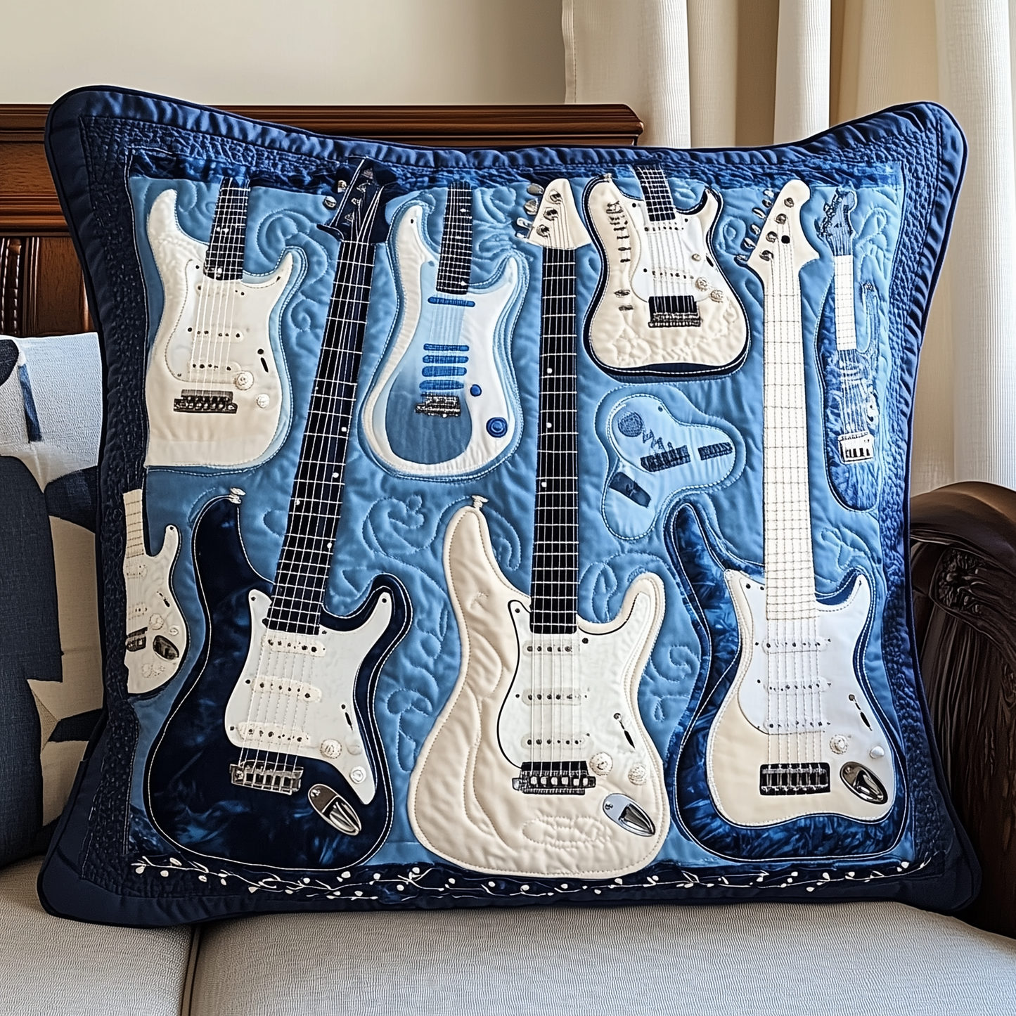 Elegant Guitar Quilted Pillow Case GFTONL370