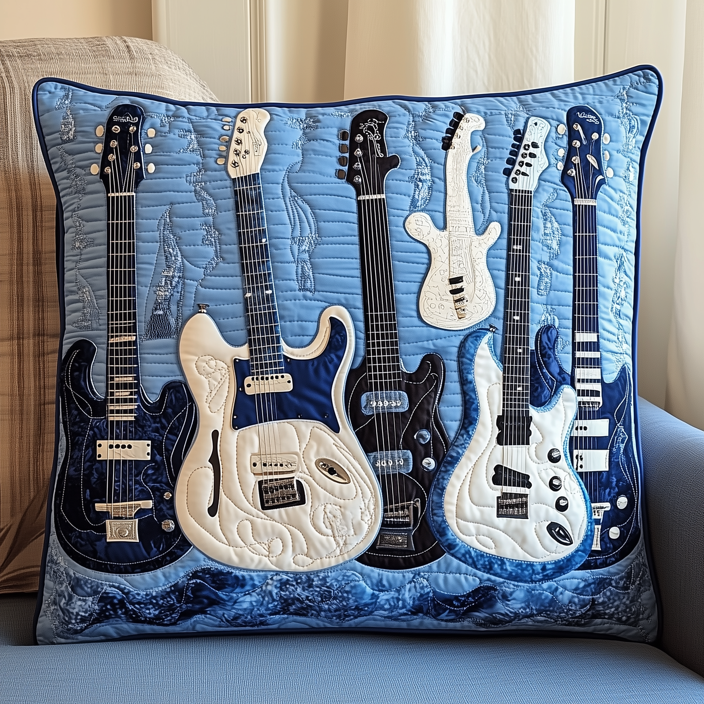 Elegant Guitar Quilted Pillow Case GFTONL380