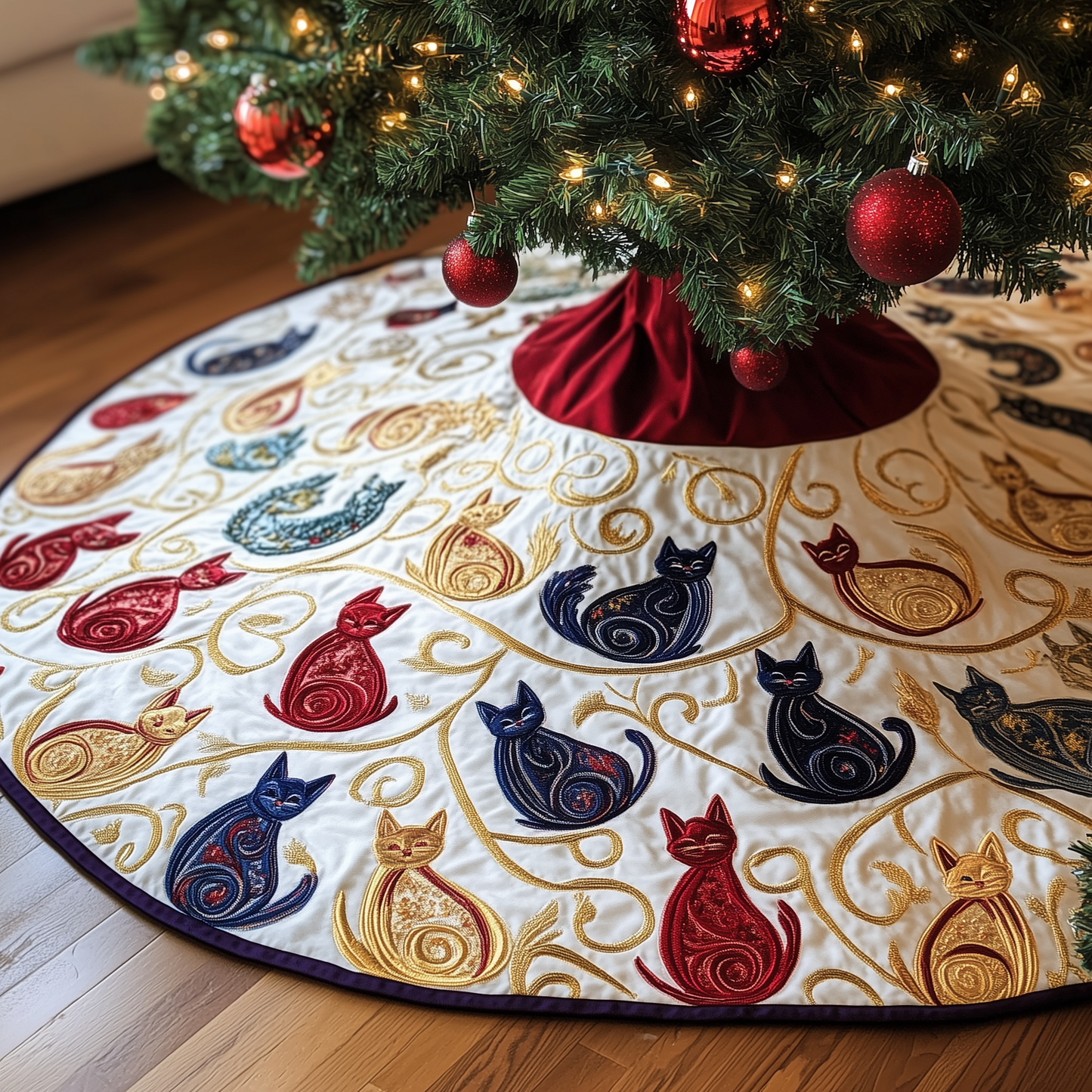 Swirl Cat Quilted Tree Skirt GFTONL401