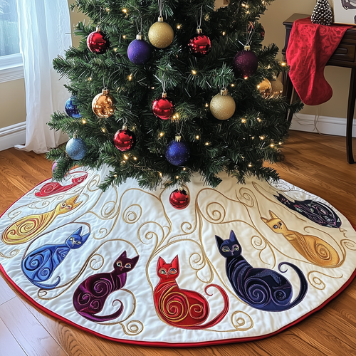 Swirl Cat Quilted Tree Skirt GFTONL402