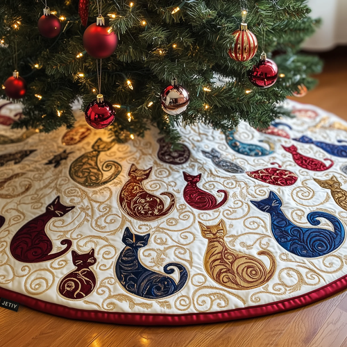 Swirl Cat Quilted Tree Skirt GFTONL403