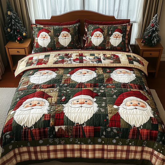 Cheerful Santa 3-Piece Quilted Bedding Set GFTONL503