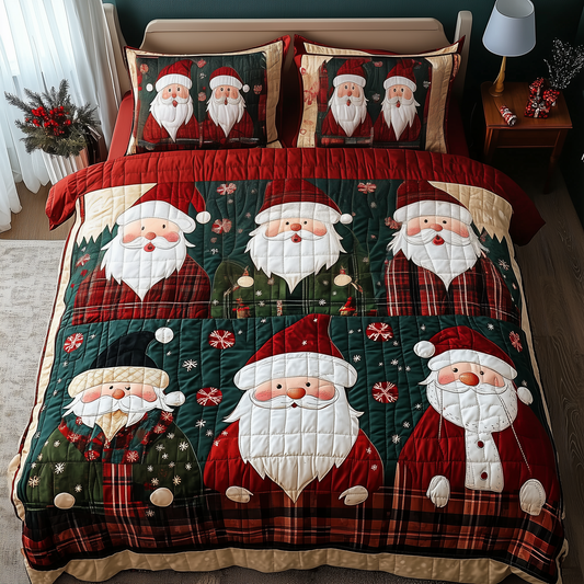 Cheerful Santa 3-Piece Quilted Bedding Set GFTONL507