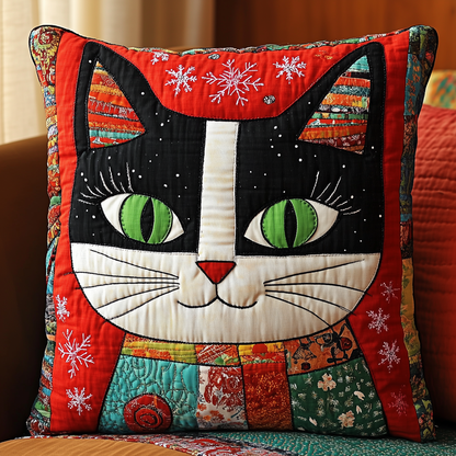 Frosty Whiskers Cat Quilted Pillow Case GFTONL601