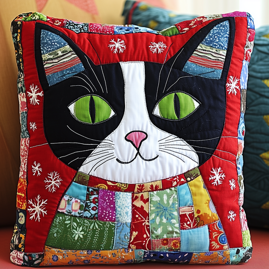 Frosty Whiskers Cat Quilted Pillow Case GFTONL603