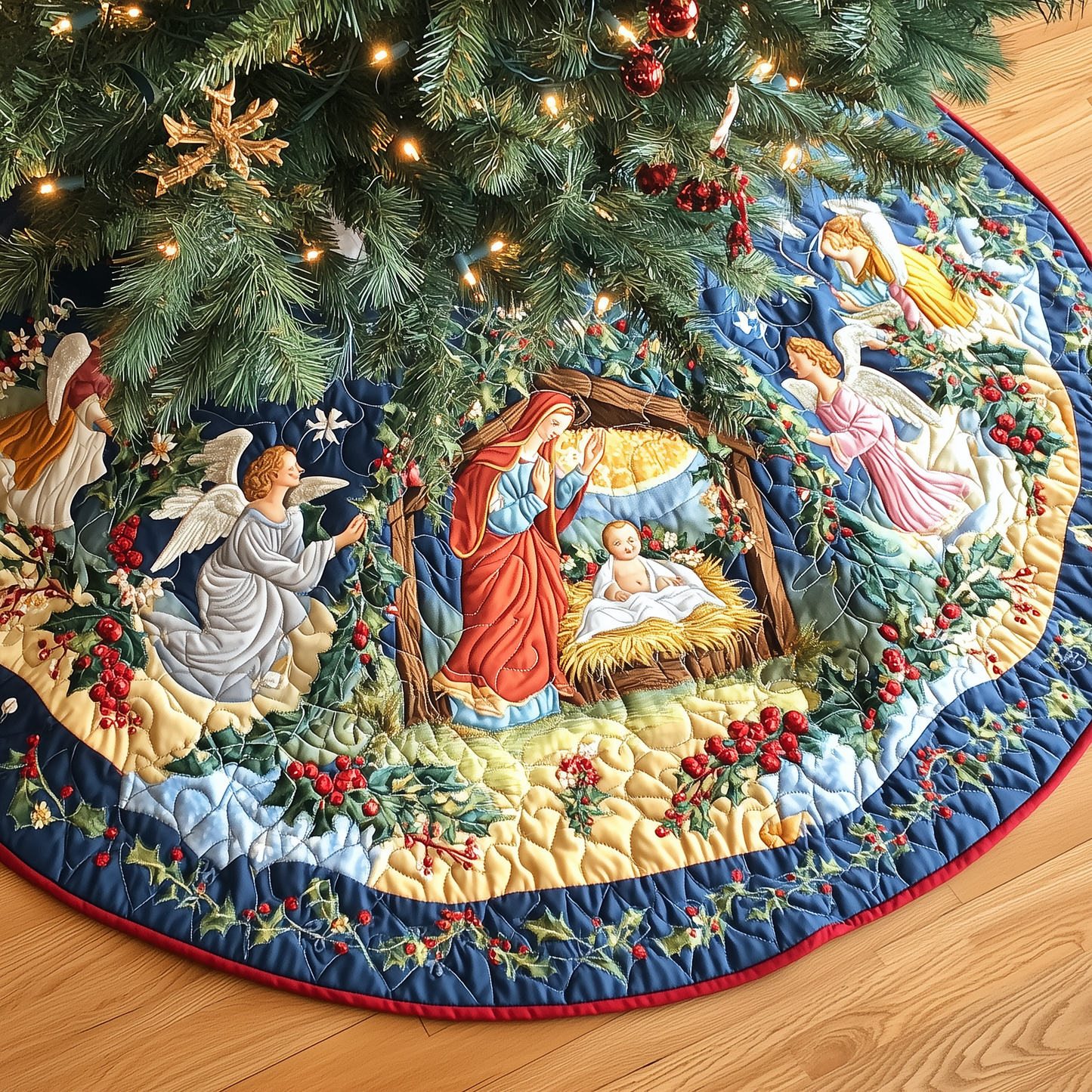 Christ's Arrival Quilted Tree Skirt GFTONL635