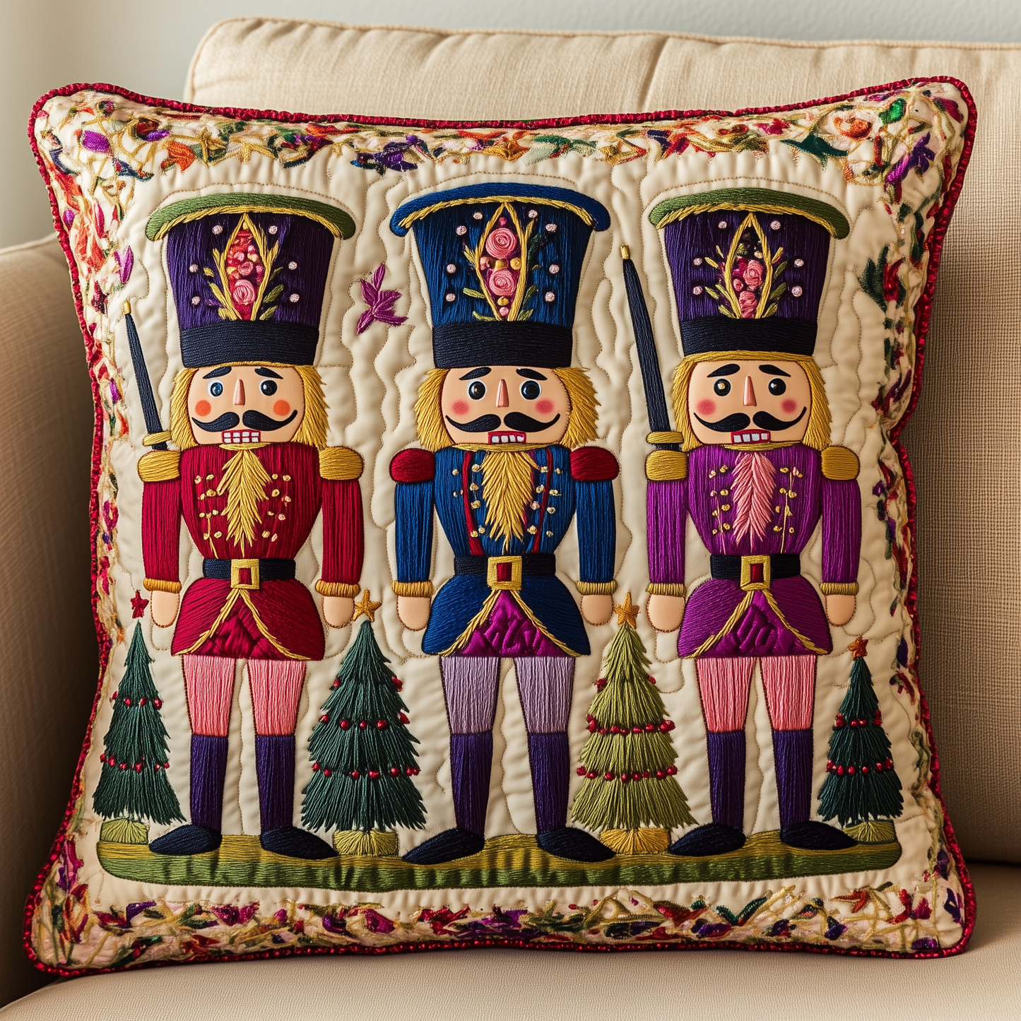 Cheerful Nutcracker Quilted Pillow Case GFTONL682