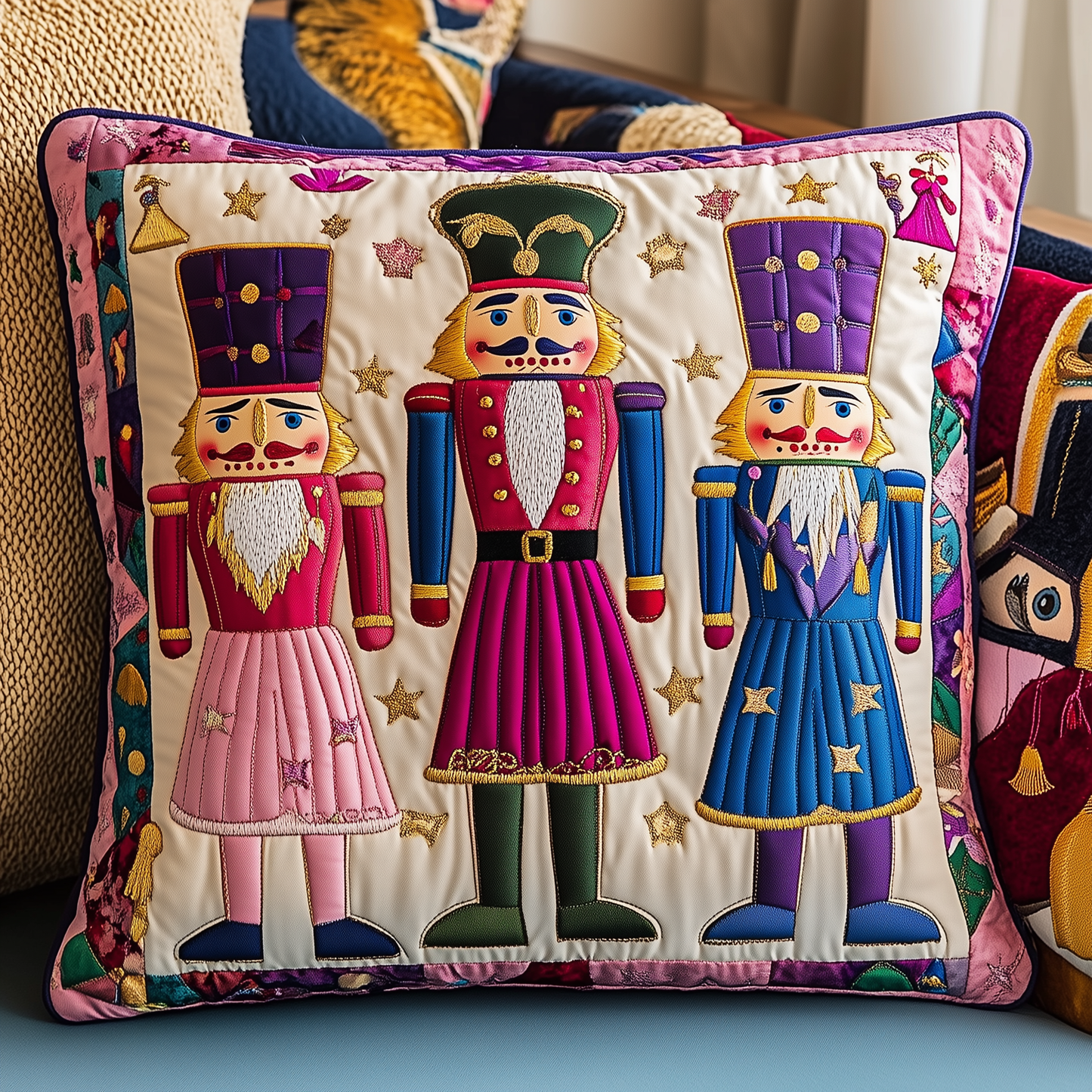 Cheerful Nutcracker Quilted Pillow Case GFTONL683