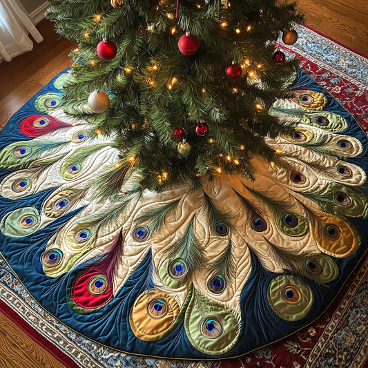 Shimmering Peacock Quilted Tree Skirt GFTONL709