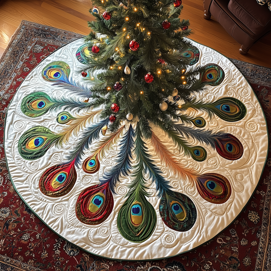 Shimmering Peacock Quilted Tree Skirt GFTONL710