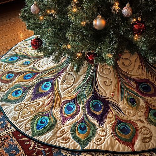 Shimmering Peacock Quilted Tree Skirt GFTONL712