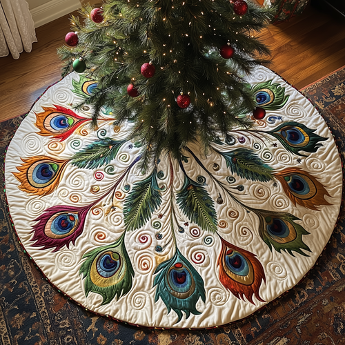 Shimmering Peacock Quilted Tree Skirt GFTONL718