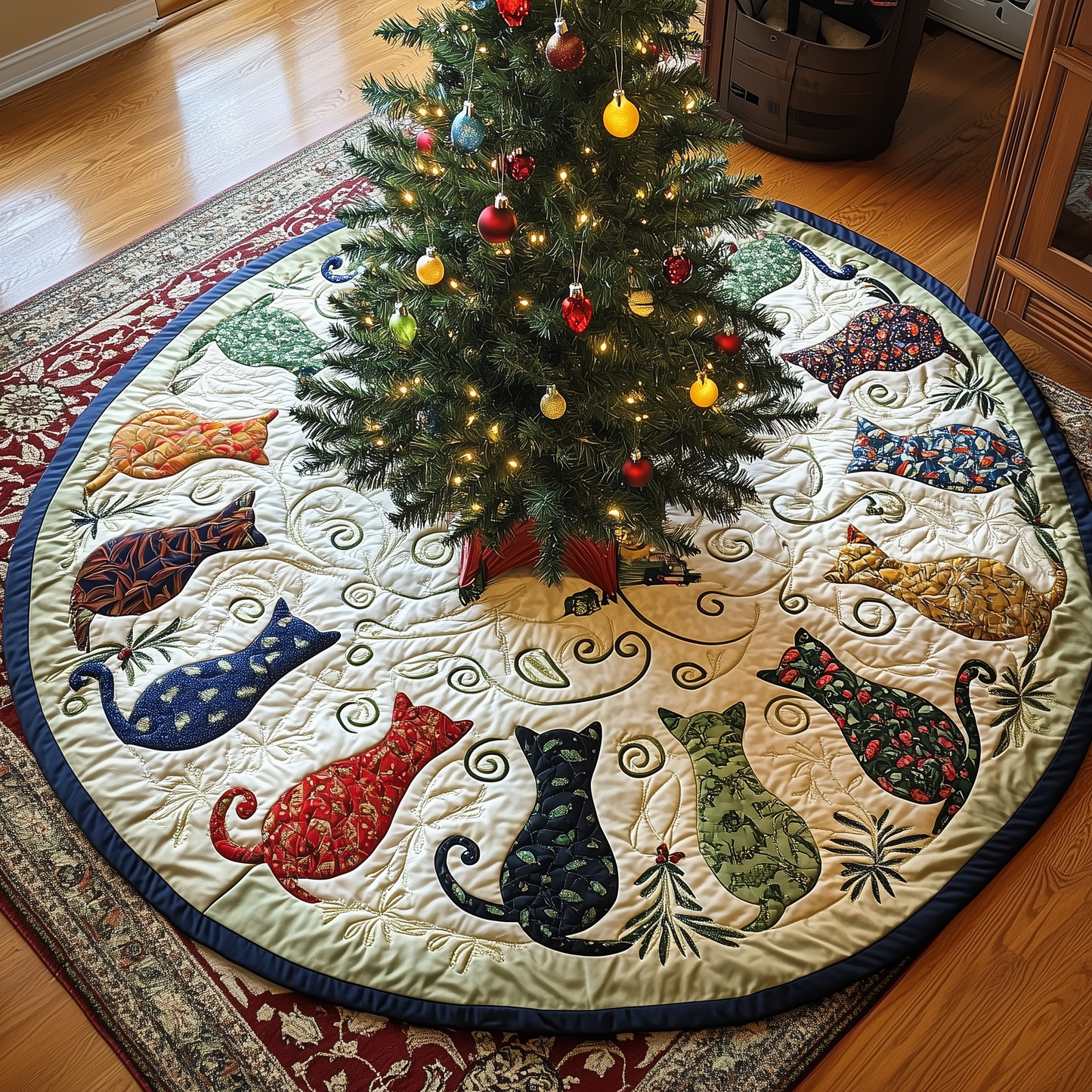 Cat Of Joy Quilted Tree Skirt GFTONL720