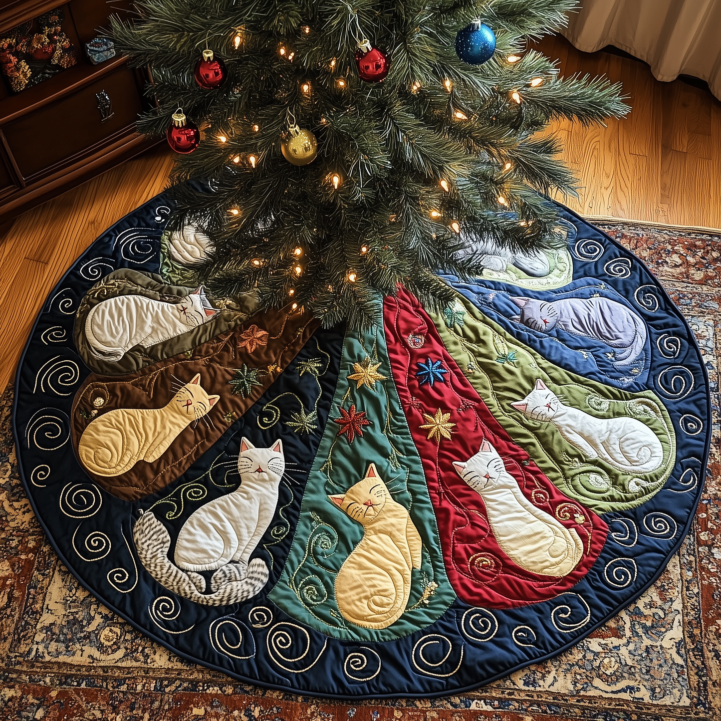 Cat Of Joy Quilted Tree Skirt GFTONL727