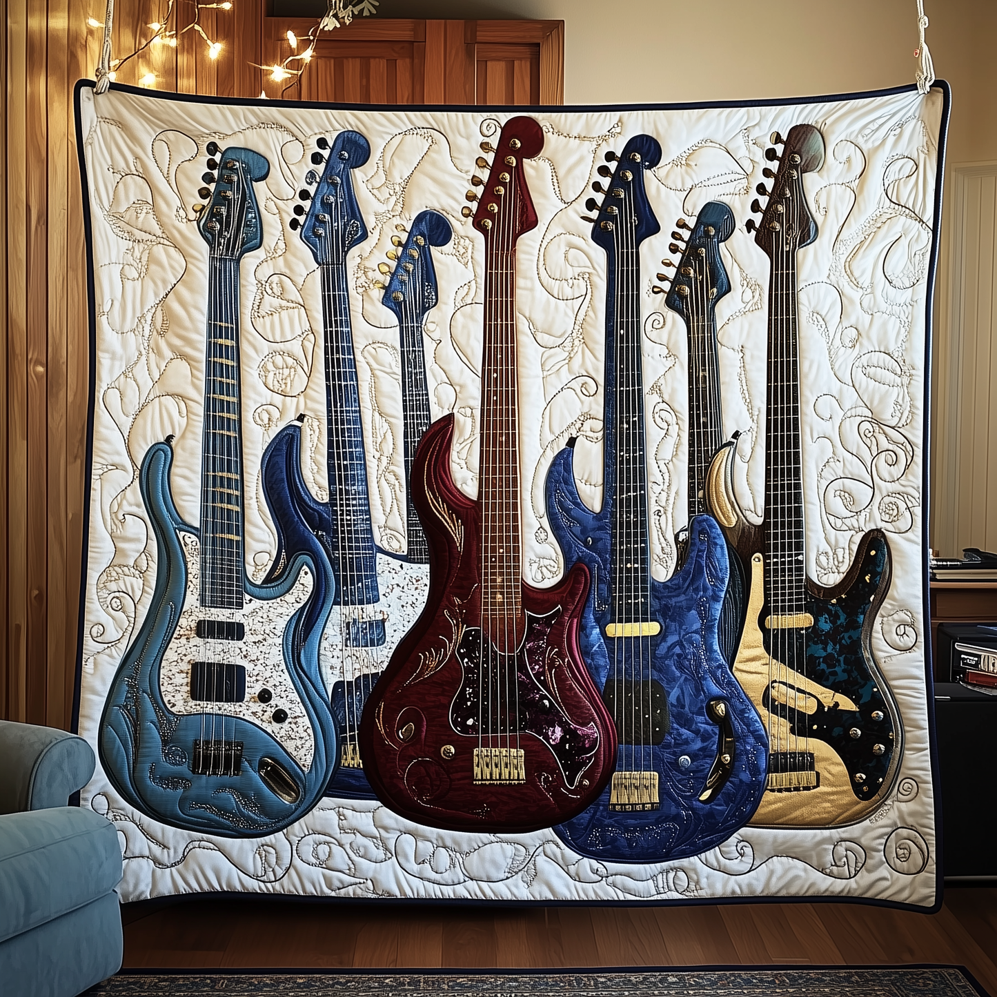 Festive Bass Guitars Quilted Blanket GFTONL729