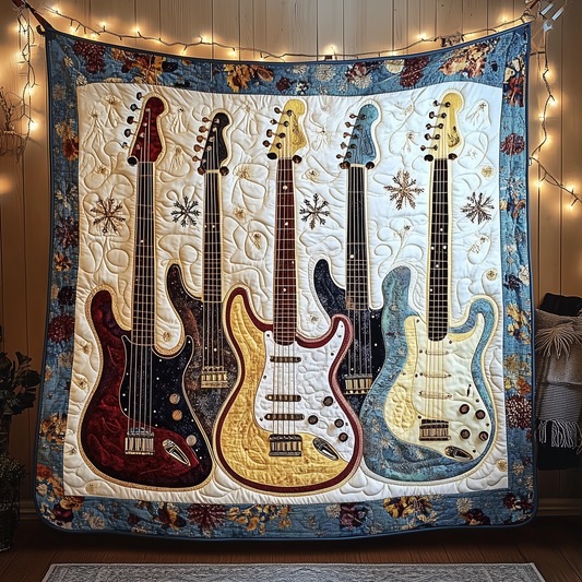 Festive Bass Guitars Quilted Blanket GFTONL730