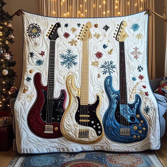 Festive Bass Guitars Quilted Blanket GFTONL733