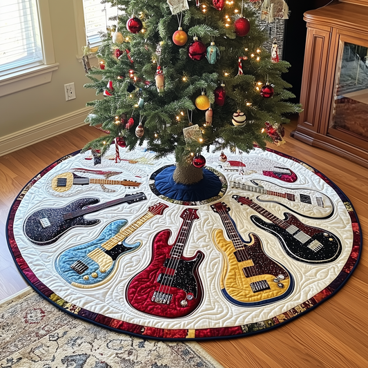 Festive Guitars Quilted Tree Skirt GFTONL741